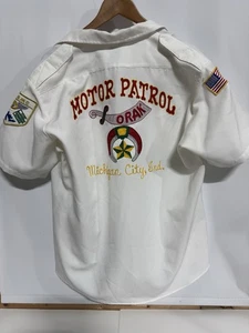 Vintage Shrine Club Chain Stitch Shirt Shriners Mason Men’s Large USA 70s 80s - Picture 1 of 9
