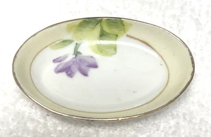 Vintage Noritake Purple Floral Hand Painted Gold Open Salt Dip Oval 2 3/8 x 1.5 - Picture 1 of 5