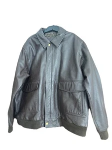 Red Head Bomber aviator Brown Pebble  Leather Jacket Quilted Liner Men's Sz XXL  - Picture 1 of 17