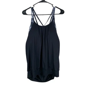 New Speedo Blouson Tankini Swim Top Black Strappy Tank Women's 20 - Picture 1 of 8