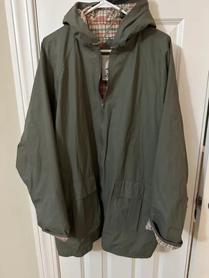 Misty Harbor Original Raincoat Womens 2X Green Plaid Lined Hooded Rain Jacket - Image 1 of 4