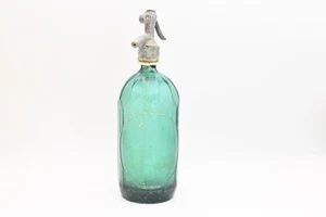 Antique . Vintage Aqua Blue Romanian Seltzer Soda Bottle 12 Sided APA GAZOASA #7 - Picture 1 of 8