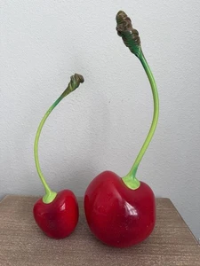 Gian Pablo Polito 2 Cherries Art Sculptures Signed Food Pop Culture Art 17” 14” - Picture 1 of 12
