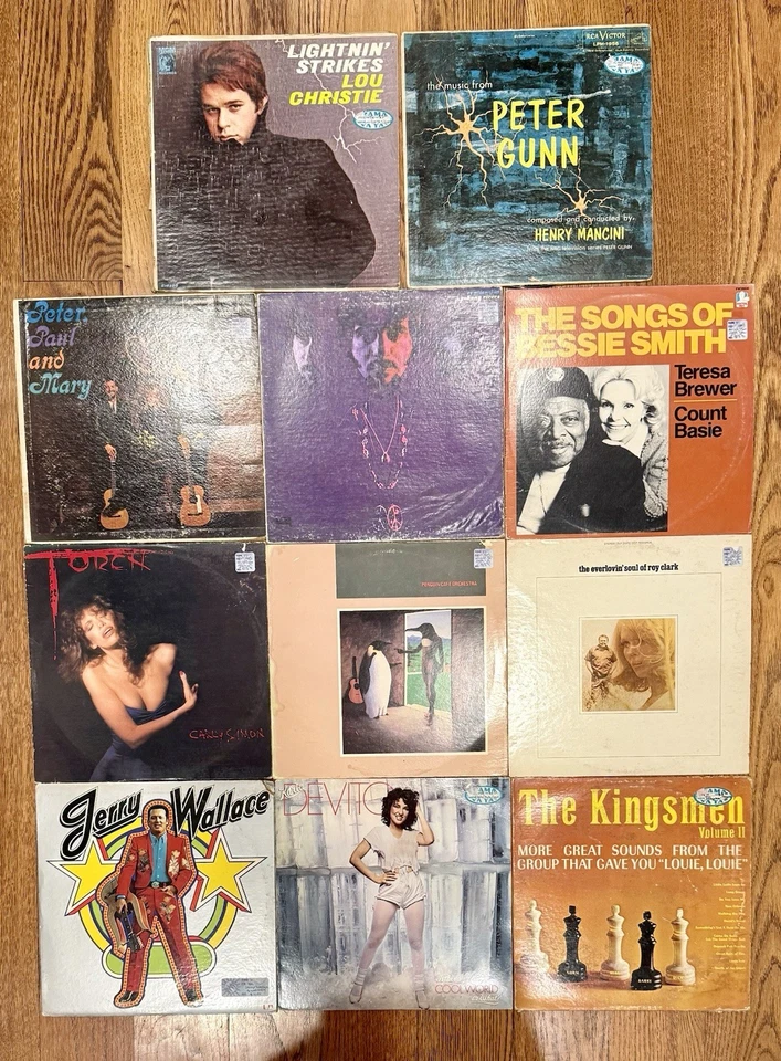 Lot of 11 Records.  50s 60s 70s 80s Carly Simon Peter Paul Mary Devito Penguin - Image 1 of 4