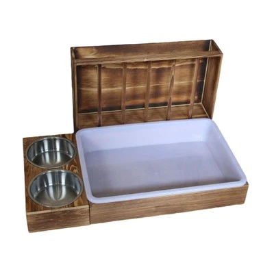 Wooden Rabbit Hay Feeder with Litter Box Bowls Guinea Pig Bunny Hay Manger - Image 1 of 4