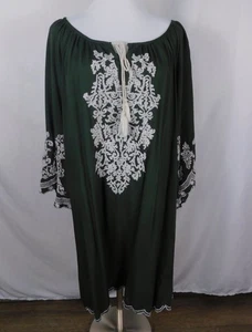 Chic Connection 3X Green Embroidered Peasant Boho Tunic Dress - Picture 1 of 12