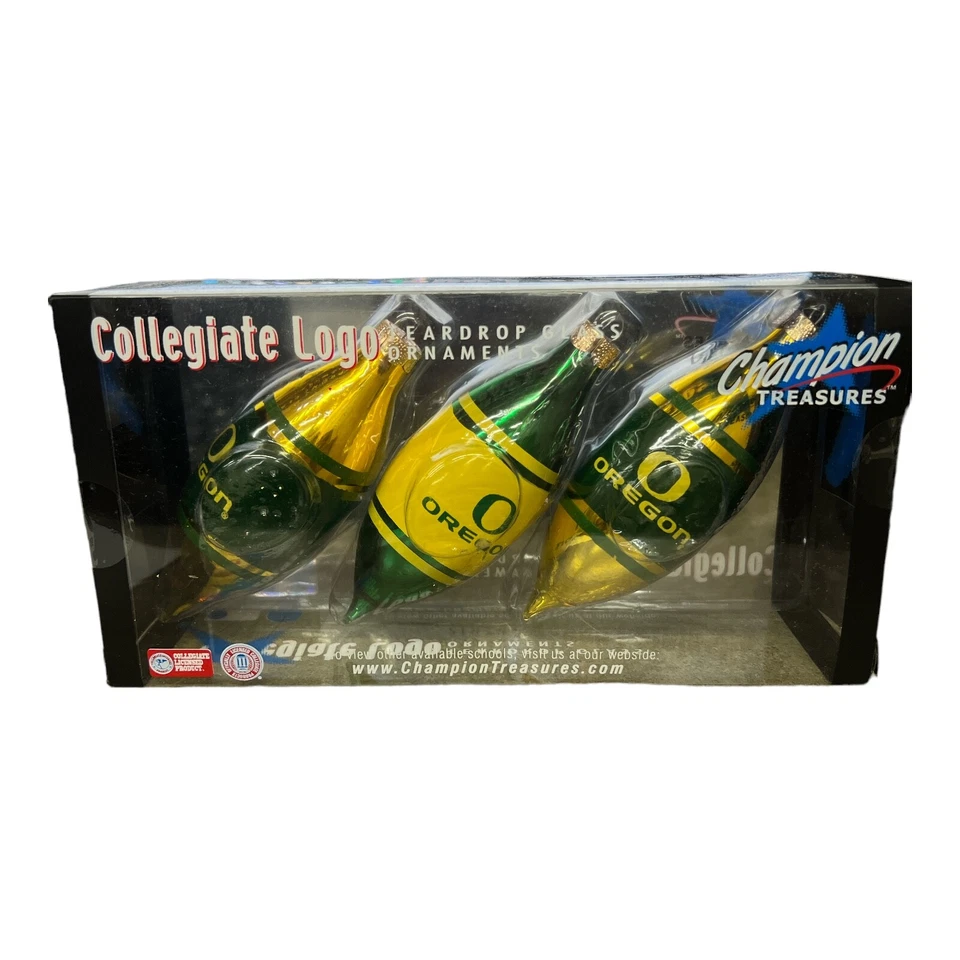 NCAA 3-Piece Glass Tear Drop Ornament Set - Image 1 of 3