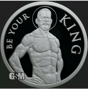 2 OZ .999 PURE SILVER SHIELD PROOF BE YOUR KING V2 MINI MINTAGE ROUND COIN COA - Picture 1 of 4