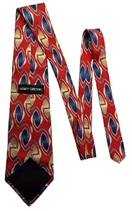 Corbata Henry Grethel Italiana Seda Acanalada Para Hombre Rojo Azul Dorado 57x4" Hecha en EE. UU. - Imagen 1 de 7
