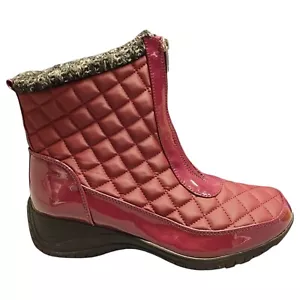 Khombu Megan Waterproof Winter Boots Womens 11 Burgundy Black Front-Zip 113506 - Picture 1 of 12