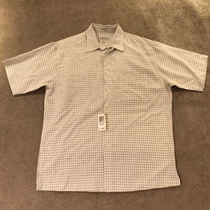 Alfani Men's Linen & Rayon Striped Short Sleeve Button Up Shirt Size M - Picture 1 of 12