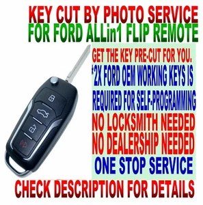 KEY CUT BY PHOTO GT-TYPE FLIP remote for LINCOLN 40B MKS LS NAVI MKZ KEYLESS FOB - Picture 1 of 5