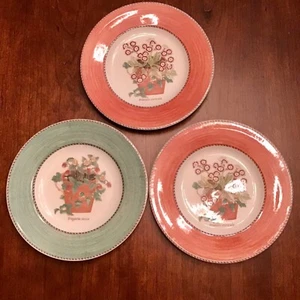 Wedgwood Sarah’s Garden Salad Plates 8 1/4” Set of 3 Botanical England 1997 - Picture 1 of 6