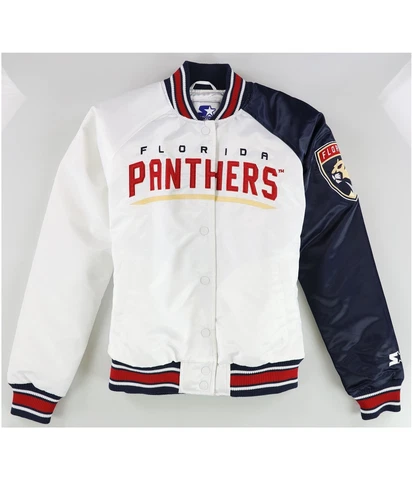 STARTER Mens Florida Panthers Varsity Jacket, White, Small Cover