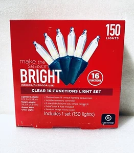 New - Make The Season BRIGHT Indoor/Outdoor 150Ct Clear 16 Function Lights - Picture 1 of 5