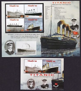 SALE Niuafo'Ou Titanic 2 Sheetlets 2012 MNH SG#MS365-MS366 Sc#288-289 - Picture 1 of 1