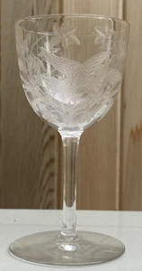 Beautiful Etched Antique Drinking Glass Bird Butterfly Leaves Port Sherry 50ml - Picture 1 of 20