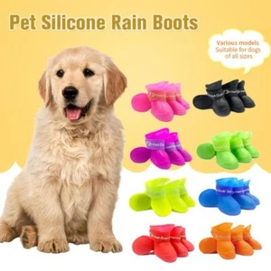 Pet Waterproof Rain Shoes Anti-Slip Rubber Boot For Dog Cat Rain Shoes Socks New - Picture 1 of 18