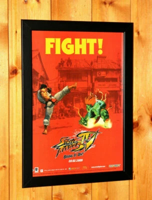 2009 Street Fighter IV 4 PS3 Xbox 360 Capcom Rare Small Poster / Ad Art Framed - Image 1 of 3