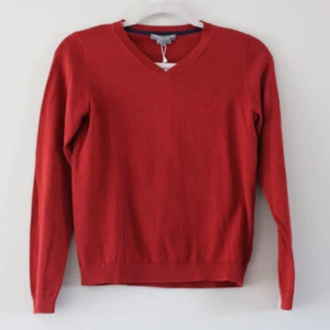 NWT Bonpoint Boys Dapu Pullover V Neck Sweater Terra Cotta Red Cotton 12 Year - Picture 1 of 7