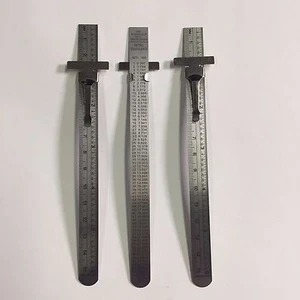 3 PC 6" STAINLESS STEEL POCKET PRECISION RULER READ IN METRIC MM & ENGLISH 1/64" - Picture 1 of 2