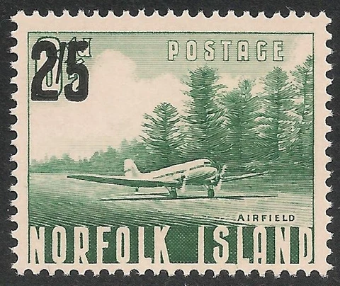Norfolk Island #27 (A3) (SG #38) VF MNH  1961 2sh5p on 6 1/2p Airfield and Plane Cover