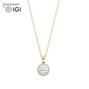 Round Solitaire Labgrown Diamond Pendant 18k Yellow Gold 1.25 Ct D VS1 - Picture 1 of 14
