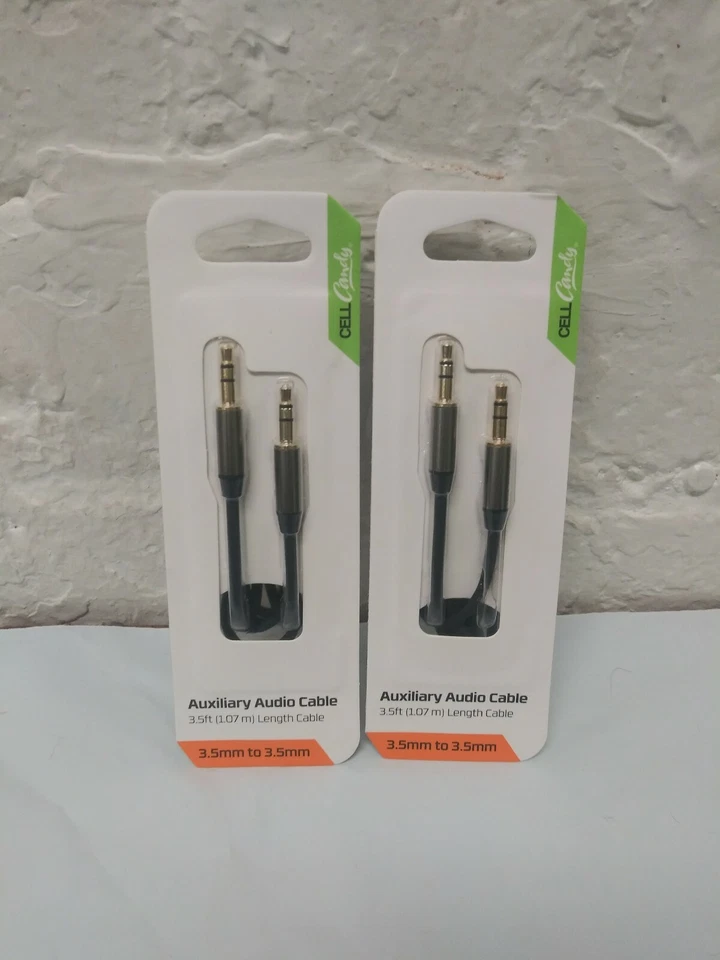 2 Aux Cable 3.5mm Male to Male Auxiliary Audio Cord Car PC iPhone X Samsung LG - Image 1 of 1