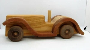 Vintage Carved Wood Car in 3 Contrasting Woods - Walnut, Redwood & Oak - Picture 1 of 6