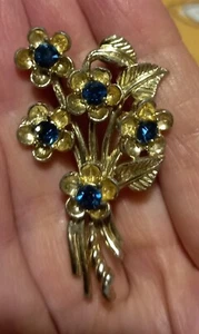 SPILLA SPRAY VINTAGE FIORE ARGENTO FLOREALE BLU anni 50 60 SPLENDIDA BELLA GLAM - Foto 1 di 5