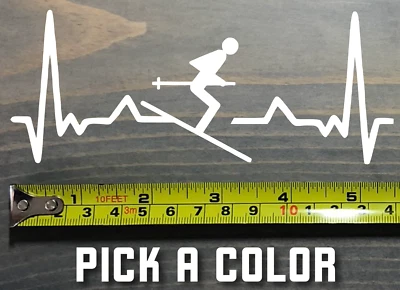 Skier Sticker Decal 5.5" Skiing Heartbeat Black Crows Ski Armada Blizzard K2