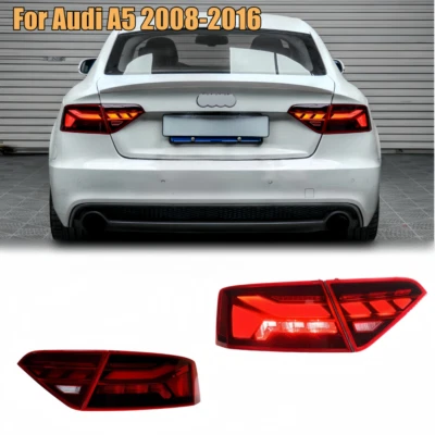 1Pair Sequential Red LED Rear Lights Turn Signal Tail Lamp For Audi A5 2008-2016 - Image 1 of 4