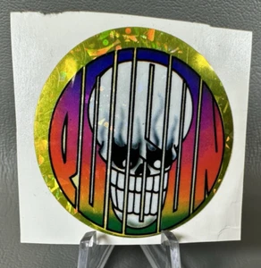 Pog Slammer Sticker Skeleton Skull Eightball Poison Hologram Sticker Vintage 90s - Picture 1 of 3