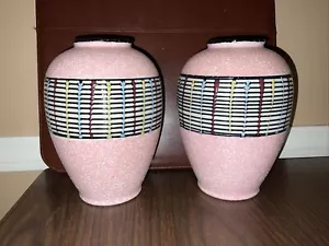 (2); Vaso in ceramica della Germania Ovest - Vaso moderno in lava glassa rosa metà secolo - Foto 1 di 9