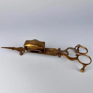 ANTIQUE CANDLE SNUFFER WICK TRIMMER SCISSORS FOOTED METAL NON SPRUNG - Picture 1 of 9