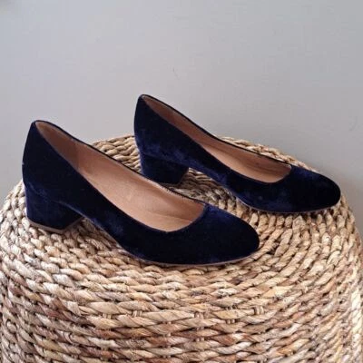 Женские туфли-лодочки Madewell Ella ночного видения синие бархатные без шнуровки размер 7,5 - Изображение 1 из 4