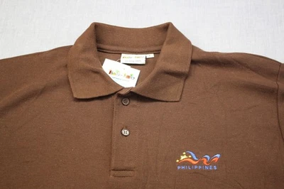 Halu Halo SS Polo Shirt Mens  L  Brown Philippines Embroidered Logo Souvenir NWT - Image 1 of 4