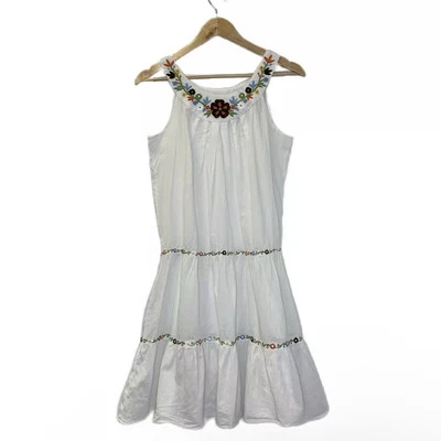 Tommy Bahama Dress White Sheer Beach Cover Bohemian Embroidered Size M #b9 - Image 1 of 4