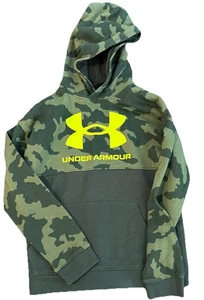 Under Armour Kids Green Camo Pullover Hoodie Size Youth XL Loose Fit - Picture 1 of 4