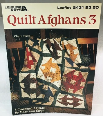 Leisure Arts Leaflet 2431 Quilt Afghans 3 By Mary Ann Sipes 5 Crocheted Afghans - Image 1 of 3