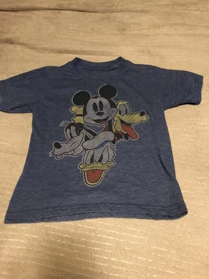 Camisa Disney Niños XS Azul Mickey Mouse Pluto Goofy Pato Donald Camiseta Gráfica Foto 1 de 4