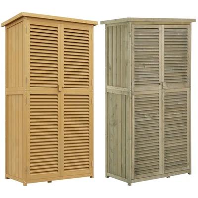 Garden Cabinet Wooden Tool Shed 4 Compartments Tool Cabinet with Asphalt Roof - Image 1 of 3