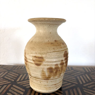 Vintage 7x5" Hand Thrown Studio Art Pottery Vase signed Earth-tone Glaze - Image 1 of 4
