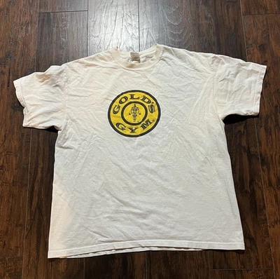 Camisa de Gimnasio Vintage Golds Para Hombres XL Blanca Amarilla Negra Venecia Playa Entrenamiento Lifting Foto 1 de 4