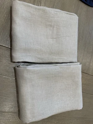 Pottery Barn Belgian Flax  Linen SHEER 2 panels  50x96 Drape Dark Flax - Image 1 of 3