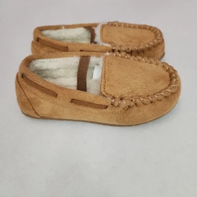 Zapatillas Crown Vintage Niños Talla 8 Tostado Crema Mocasín Forrado Vellón Suela Suave Acogedora Foto 1 de 4