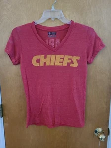 NFL Team Apparel Kansas City Chiefs V-neck Heathered Red Tee Shirt, Large, #25 - Picture 1 of 4