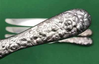 CUCHILLOS DE CENA 4 piezas 1980 MARYLAND ROSE chapados en plata 9,5" Kirk Stieff ¡Muy bonitos! Foto 1 de 4