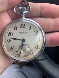 Seikosha antico orologio da tasca quadrante bianco lancette nere vintage usato dal Giappone - Foto 1 di 3