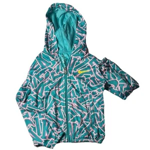 Nike Girls' Pink and Teal Logo Hooded Sweatshirt Jacket Size 6x - Picture 1 of 7